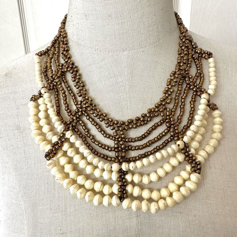 Uganda beaded tribal statement necklace